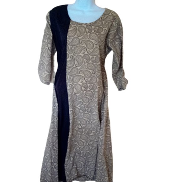 Pale Yellow and Black Authentic Indian Dress Size XXL Fits XL - Picture 4 of 6